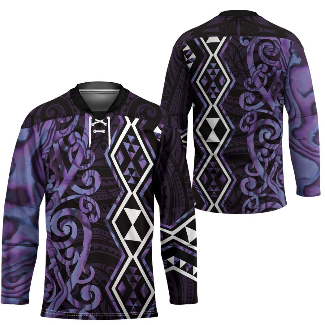 Purple Aotearoa Hockey Jersey Taniko Motifs With Paua Shell Kowhaiwhai - Polynesian Pride