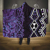 Purple Aotearoa Hooded Blanket Taniko Motifs With Paua Shell Kowhaiwhai LT14 - Polynesian Pride