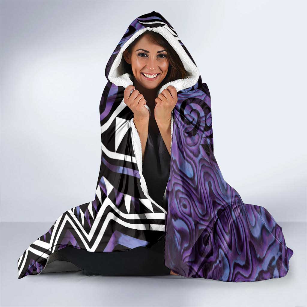 Purple Aotearoa Hooded Blanket Taniko Motifs With Paua Shell Kowhaiwhai LT14 - Polynesian Pride