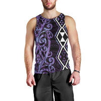 Purple Aotearoa Men Tank Top Taniko Motifs With Paua Shell Kowhaiwhai LT14 - Polynesian Pride