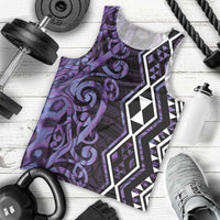 Purple Aotearoa Men Tank Top Taniko Motifs With Paua Shell Kowhaiwhai LT14 - Polynesian Pride