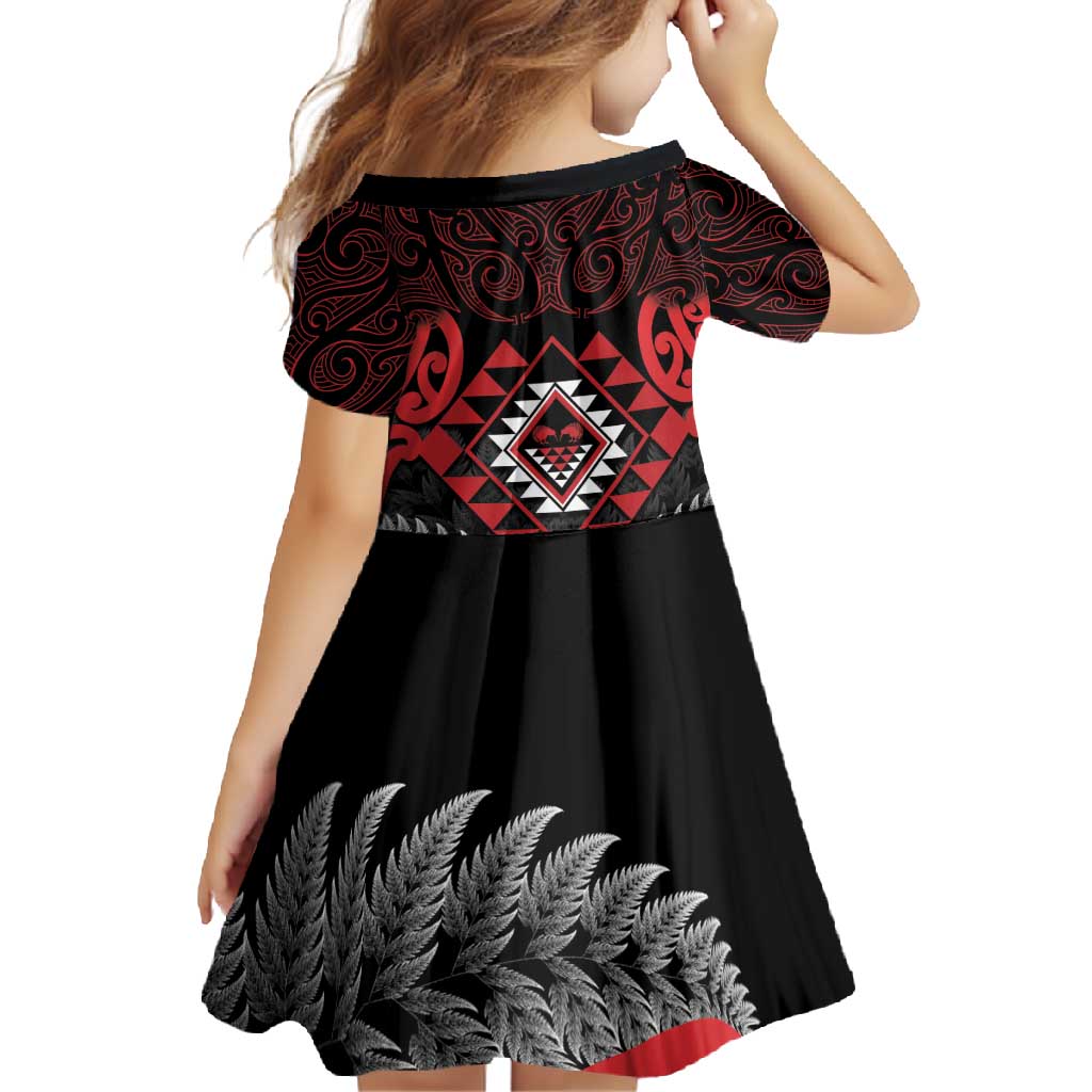 Aotearoa Kiwi Taniko Family Matching Short Sleeve Bodycon Dress and Hawaiian Shirt Silver Fern With Maori Koru Pattern LT14 - Polynesian Pride