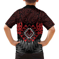 Aotearoa Kiwi Taniko Kid Hawaiian Shirt Silver Fern With Maori Koru Pattern LT14 - Polynesian Pride