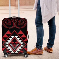 Aotearoa Kiwi Taniko Luggage Cover Silver Fern With Maori Koru Pattern LT14 Red - Polynesian Pride
