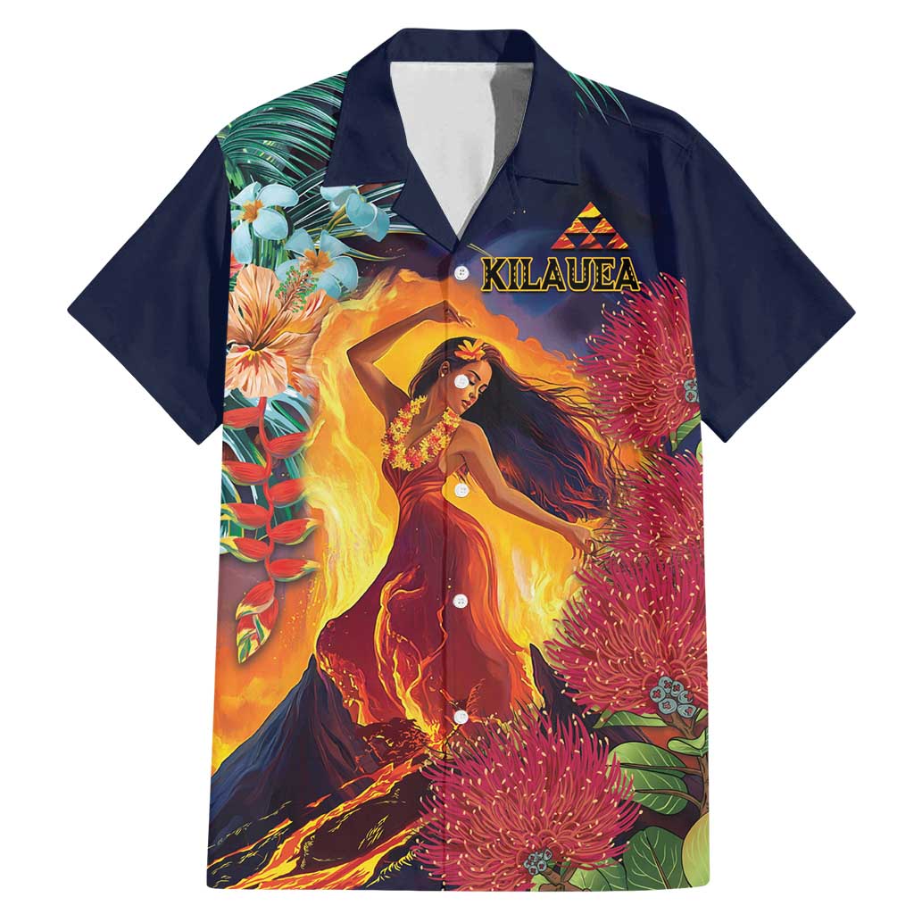 Hawaii Kilauea Big Islands Family Matching Mermaid Dress and Hawaiian Shirt Pele Goddess With Tropical Flowers LT14 Dad's Shirt - Short Sleeve Art - Polynesian Pride
