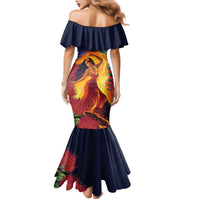 Hawaii Kilauea Big Islands Family Matching Mermaid Dress and Hawaiian Shirt Pele Goddess With Tropical Flowers LT14 - Polynesian Pride