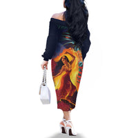 Hawaii Kilauea Big Islands Family Matching Off The Shoulder Long Sleeve Dress and Hawaiian Shirt Pele Goddess With Tropical Flowers LT14 - Polynesian Pride