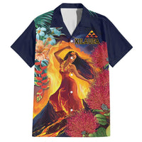 Hawaii Kilauea Big Islands Family Matching Off Shoulder Maxi Dress and Hawaiian Shirt Pele Goddess With Tropical Flowers LT14 Dad's Shirt - Short Sleeve Art - Polynesian Pride