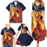 Hawaii Kilauea Big Islands Family Matching Summer Maxi Dress and Hawaiian Shirt Pele Goddess With Tropical Flowers LT14 - Polynesian Pride