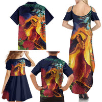 Hawaii Kilauea Big Islands Family Matching Summer Maxi Dress and Hawaiian Shirt Pele Goddess With Tropical Flowers LT14 - Polynesian Pride