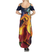 Hawaii Kilauea Big Islands Family Matching Summer Maxi Dress and Hawaiian Shirt Pele Goddess With Tropical Flowers LT14 - Polynesian Pride