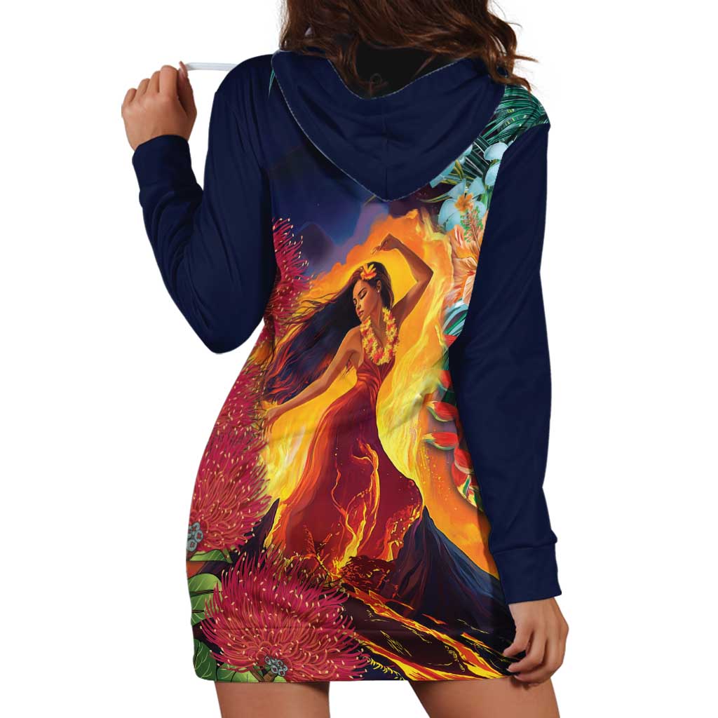Hawaii Kilauea Big Islands Hoodie Dress Pele Goddess With Tropical Flowers LT14 - Polynesian Pride