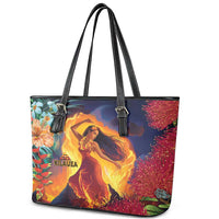 Hawaii Kilauea Big Islands Leather Tote Bag Pele Goddess With Tropical Flowers LT14 - Polynesian Pride