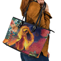 Hawaii Kilauea Big Islands Leather Tote Bag Pele Goddess With Tropical Flowers LT14 - Polynesian Pride