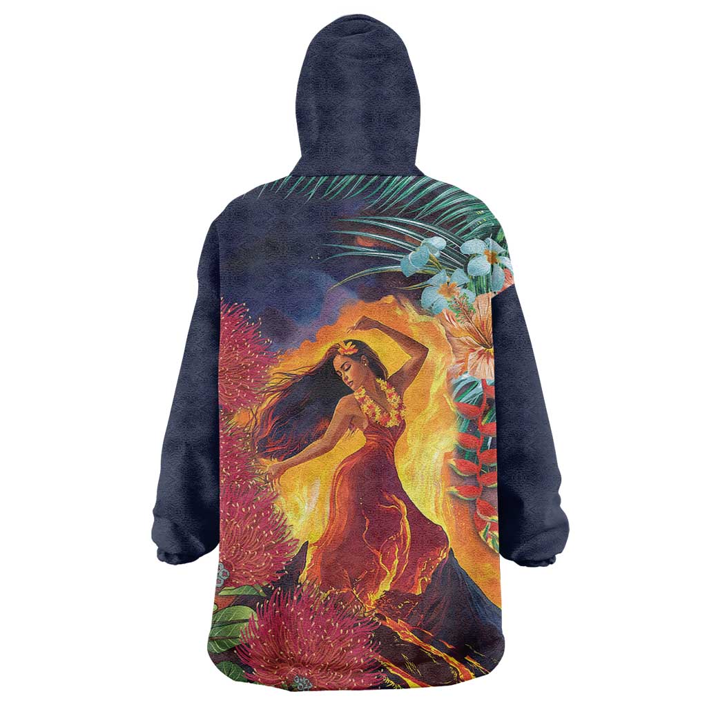 Hawaii Kilauea Big Islands Wearable Blanket Hoodie Pele Goddess With Tropical Flowers LT14 - Polynesian Pride