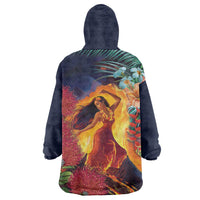 Hawaii Kilauea Big Islands Wearable Blanket Hoodie Pele Goddess With Tropical Flowers LT14 - Polynesian Pride