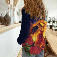 Hawaii Kilauea Big Islands Women Casual Shirt Pele Goddess With Tropical Flowers LT14 - Polynesian Pride