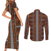 Malo e Lelei Tonga Couples Matching Short Sleeve Bodycon Dress and Long Sleeve Button Shirt Tongan Ngatu Tapa Cloth LT14 - Polynesian Pride