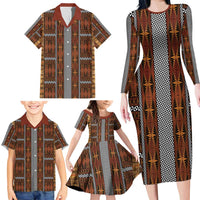 Malo e Lelei Tonga Family Matching Long Sleeve Bodycon Dress and Hawaiian Shirt Tongan Ngatu Tapa Cloth LT14 - Polynesian Pride