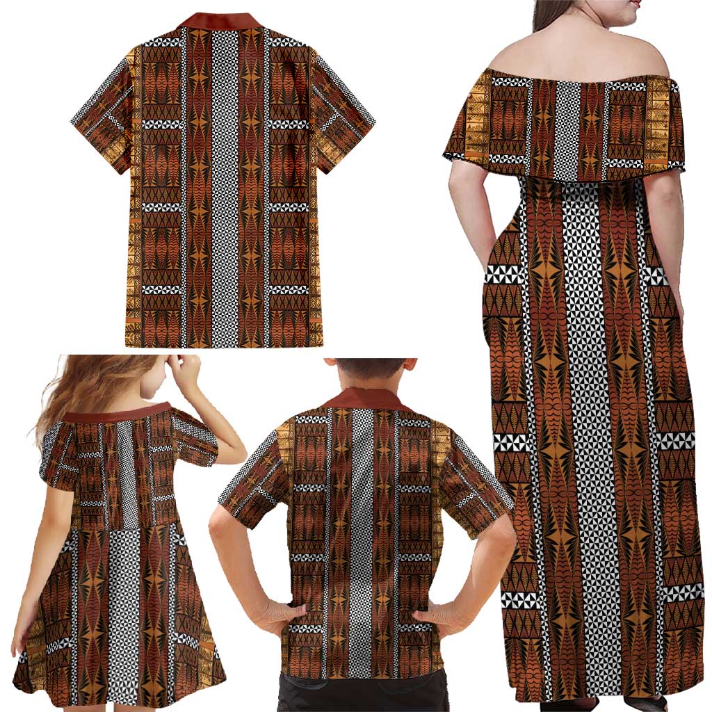 Malo e Lelei Tonga Family Matching Off Shoulder Maxi Dress and Hawaiian Shirt Tongan Ngatu Tapa Cloth LT14 - Polynesian Pride