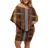 Malo e Lelei Tonga Family Matching Off Shoulder Short Dress and Hawaiian Shirt Tongan Ngatu Tapa Cloth LT14 Mom's Dress Orange - Polynesian Pride