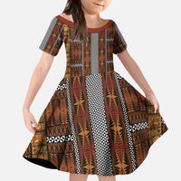 Malo e Lelei Tonga Kid Short Sleeve Dress Tongan Ngatu Tapa Cloth LT14 KID Orange - Polynesian Pride