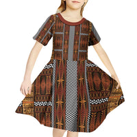 Malo e Lelei Tonga Kid Short Sleeve Dress Tongan Ngatu Tapa Cloth LT14 - Polynesian Pride