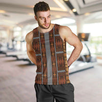Malo e Lelei Tonga Men Tank Top Tongan Ngatu Tapa Cloth LT14 Orange - Polynesian Pride