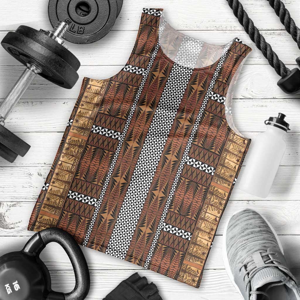 Malo e Lelei Tonga Men Tank Top Tongan Ngatu Tapa Cloth LT14 - Polynesian Pride