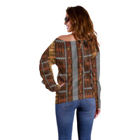 Malo e Lelei Tonga Off Shoulder Sweater Tongan Ngatu Tapa Cloth - Polynesian Pride