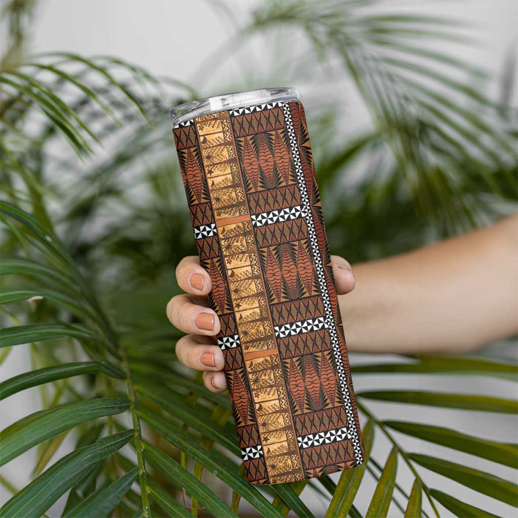 Malo e Lelei Tonga Skinny Tumbler Tongan Ngatu Tapa Cloth - Polynesian Pride