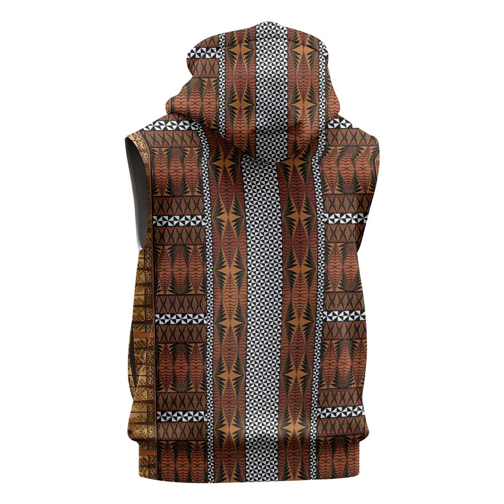 Malo e Lelei Tonga Sleeveless Zip Hoodie Tongan Ngatu Tapa Cloth - Polynesian Pride
