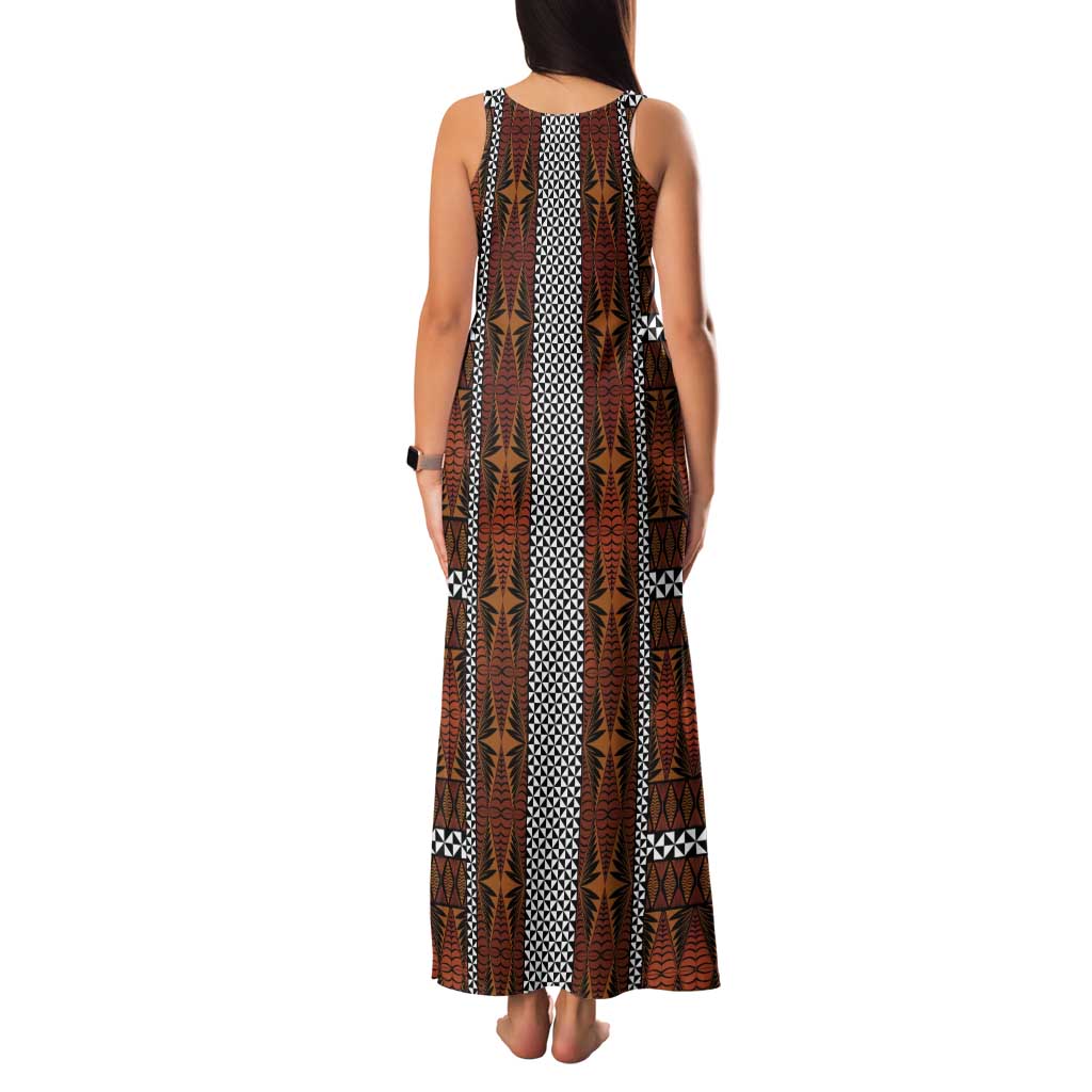 Malo e Lelei Tonga Tank Maxi Dress Tongan Ngatu Tapa Cloth - Polynesian Pride