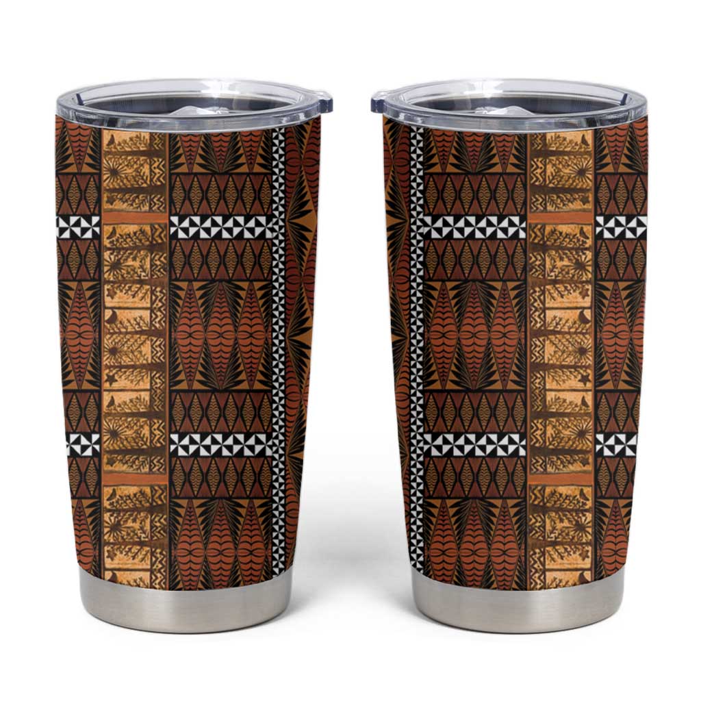 Malo e Lelei Tonga Tumbler Cup Tongan Ngatu Tapa Cloth LT14 Orange - Polynesian Pride