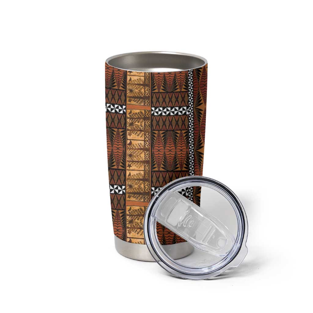 Malo e Lelei Tonga Tumbler Cup Tongan Ngatu Tapa Cloth LT14 - Polynesian Pride
