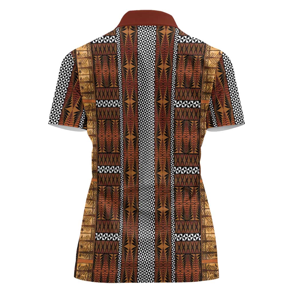Malo e Lelei Tonga Women Polo Shirt Tongan Ngatu Tapa Cloth - Polynesian Pride
