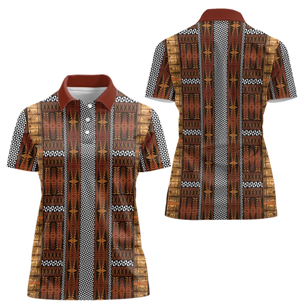 Malo e Lelei Tonga Women Polo Shirt Tongan Ngatu Tapa Cloth - Polynesian Pride