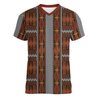 Malo e Lelei Tonga Women V-Neck T-Shirt Tongan Ngatu Tapa Cloth LT14 Female Orange - Polynesian Pride