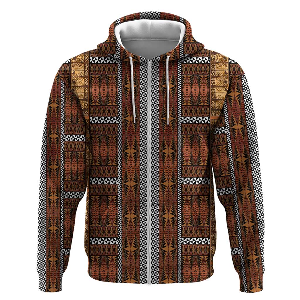 Malo e Lelei Tonga Zip Hoodie Tongan Ngatu Tapa Cloth - Polynesian Pride