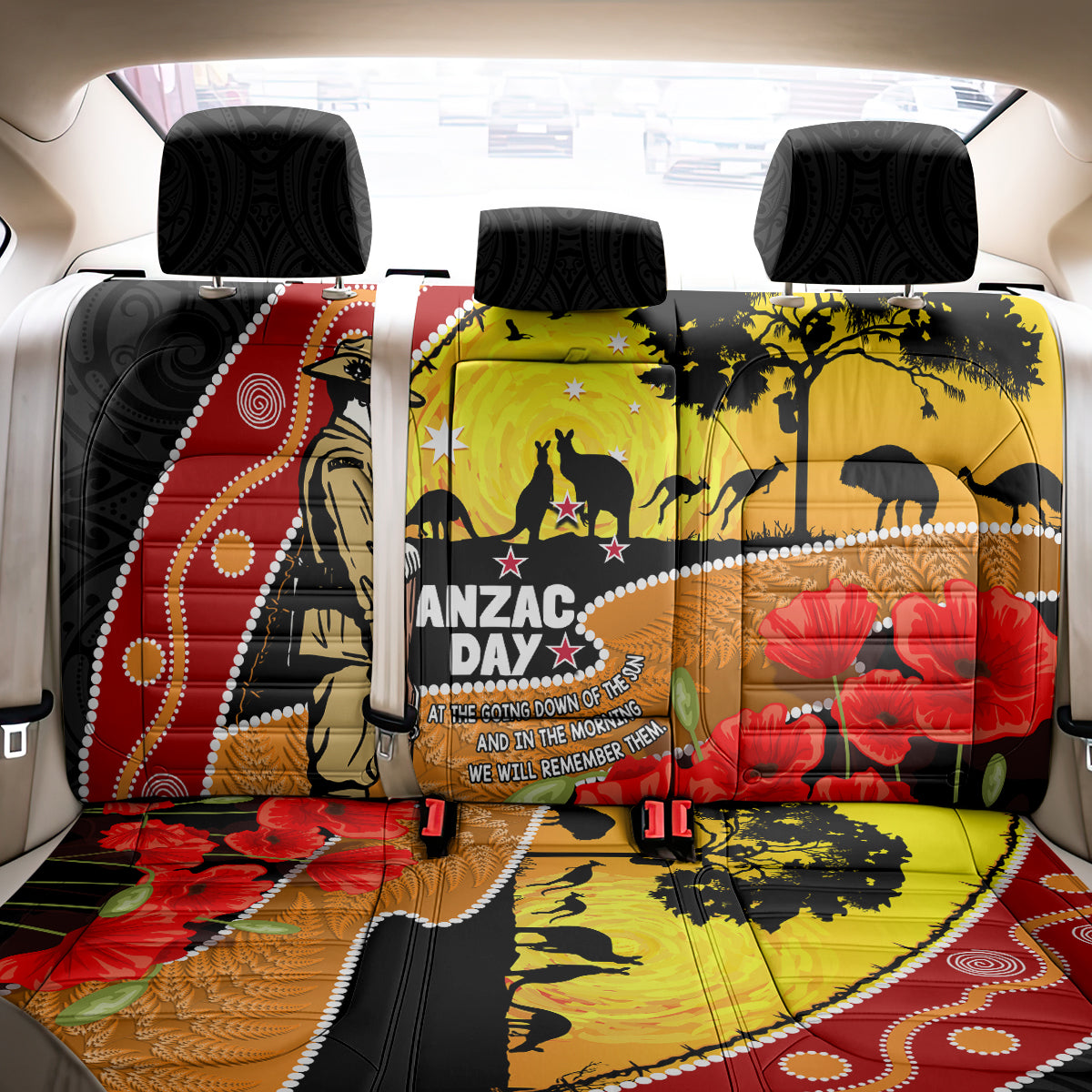 New Zealand And Australia ANZAC Day Back Car Seat Cover Aboriginal Maori Starring Night Style LT14 - Polynesian Pride