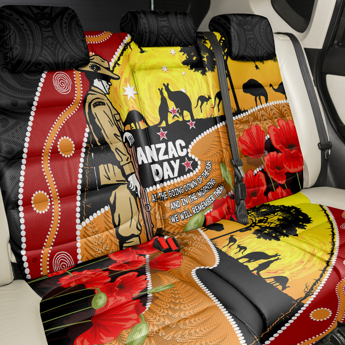 New Zealand And Australia ANZAC Day Back Car Seat Cover Aboriginal Maori Starring Night Style LT14 - Polynesian Pride