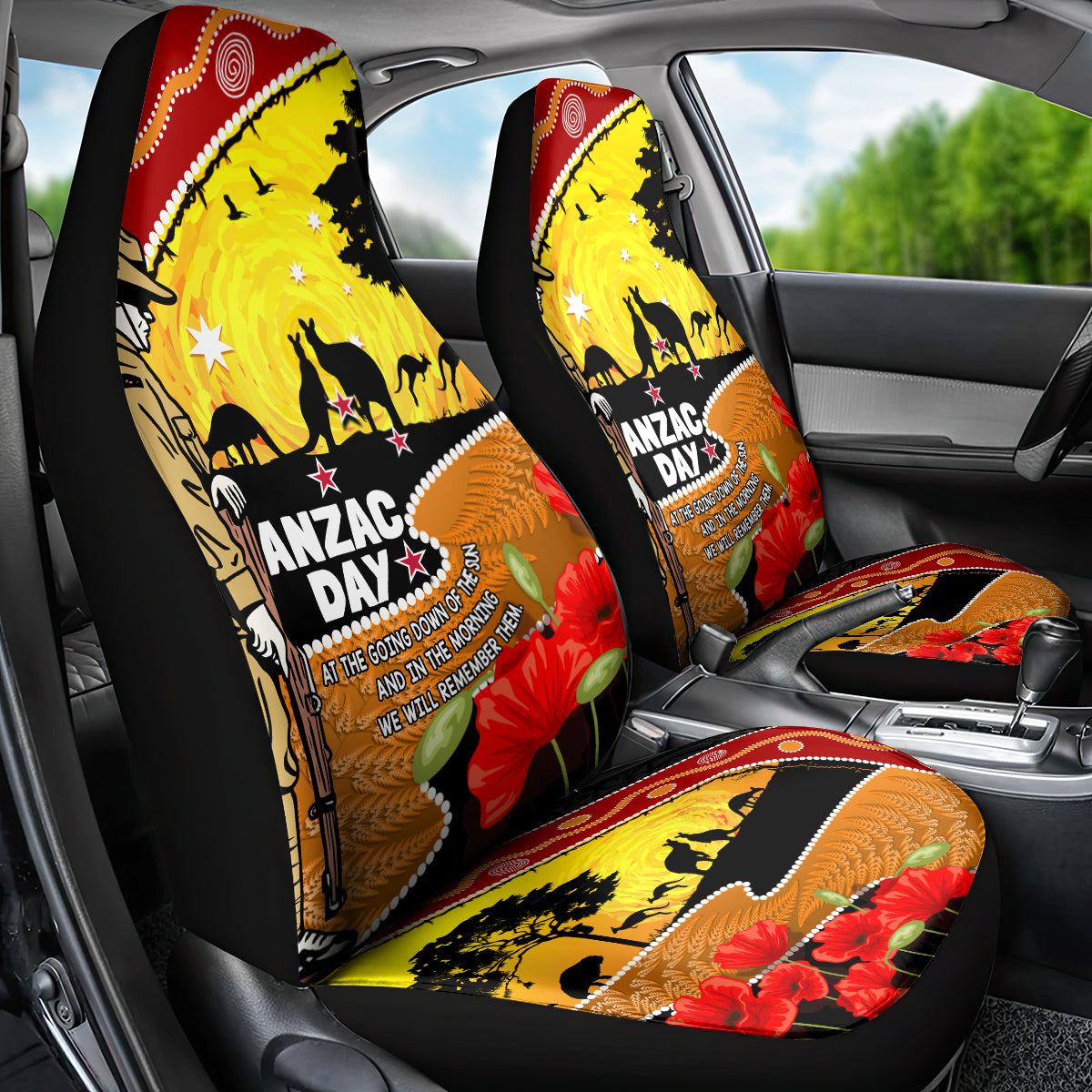 New Zealand And Australia ANZAC Day Car Seat Cover Aboriginal Maori Starring Night Style LT14 - Polynesian Pride