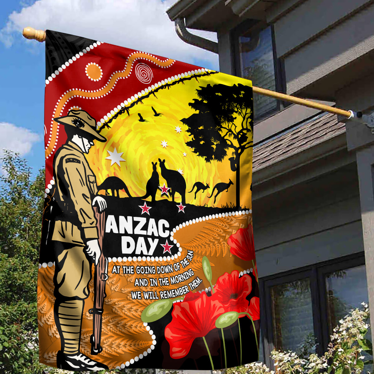 New Zealand And Australia ANZAC Day Garden Flag Aboriginal Maori Starring Night Style LT14 - Polynesian Pride