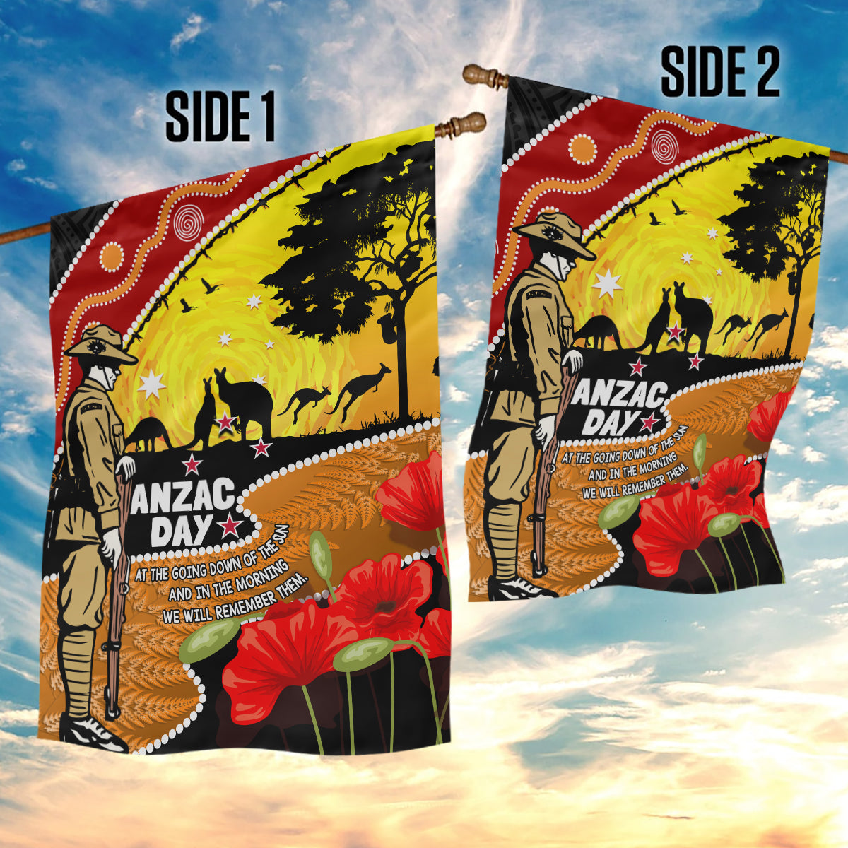 New Zealand And Australia ANZAC Day Garden Flag Aboriginal Maori Starring Night Style LT14 - Polynesian Pride