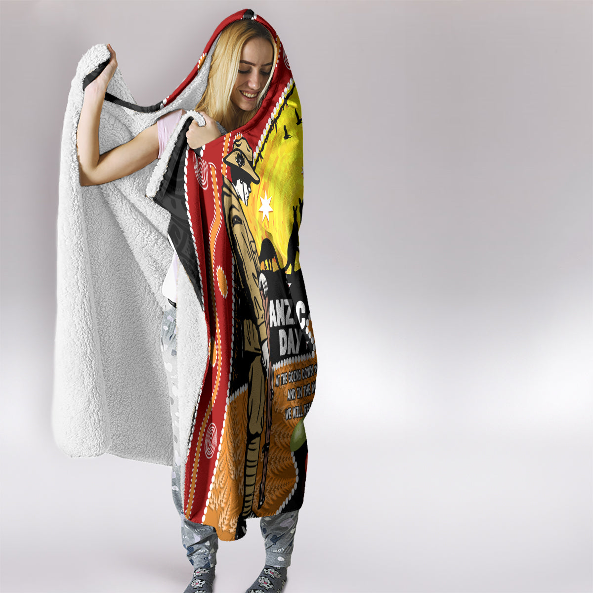 New Zealand And Australia ANZAC Day Hooded Blanket Aboriginal Maori Starring Night Style LT14 - Polynesian Pride
