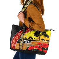 New Zealand And Australia ANZAC Day Leather Tote Bag Aboriginal Maori Starring Night Style LT14 Gold - Polynesian Pride