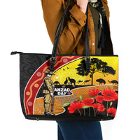 New Zealand And Australia ANZAC Day Leather Tote Bag Aboriginal Maori Starring Night Style LT14 - Polynesian Pride