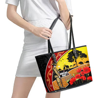 New Zealand And Australia ANZAC Day Leather Tote Bag Aboriginal Maori Starring Night Style LT14 - Polynesian Pride