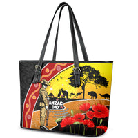 New Zealand And Australia ANZAC Day Leather Tote Bag Aboriginal Maori Starring Night Style LT14 - Polynesian Pride