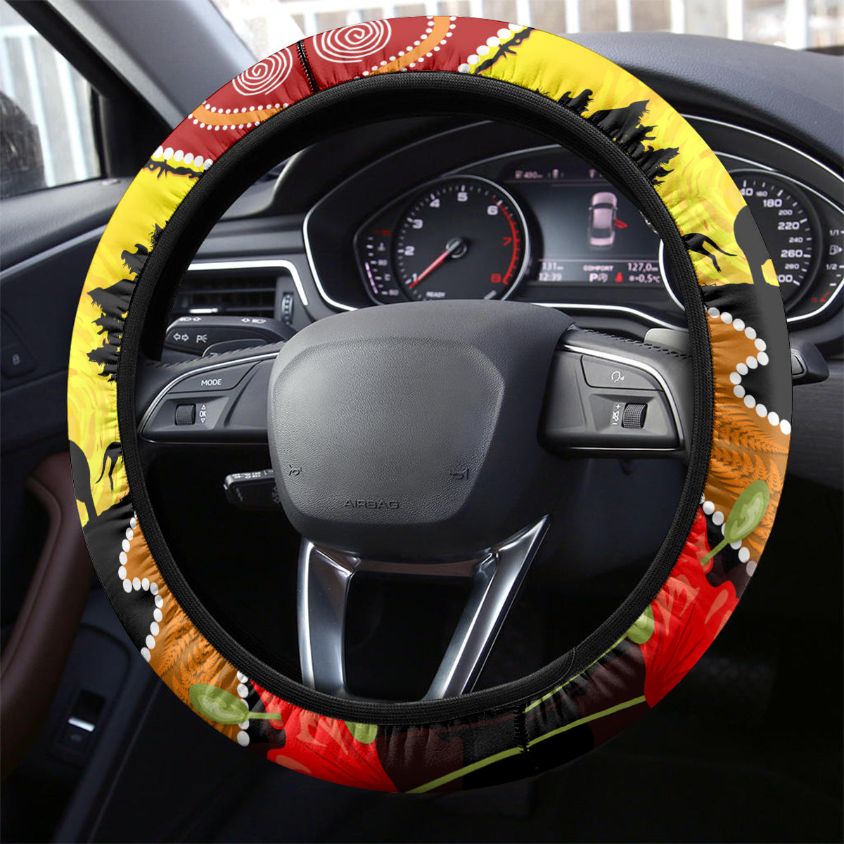 New Zealand And Australia ANZAC Day Steering Wheel Cover Aboriginal Maori Starring Night Style LT14 - Polynesian Pride